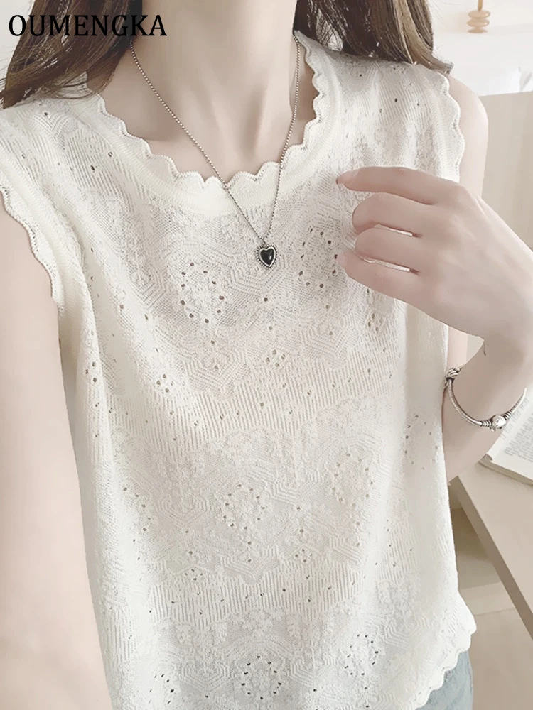 Women French Knitted Trendy Tank Top Summer Sweater Sleeveless Solid Spring Chic Sweaters Female All-match Simple Tops