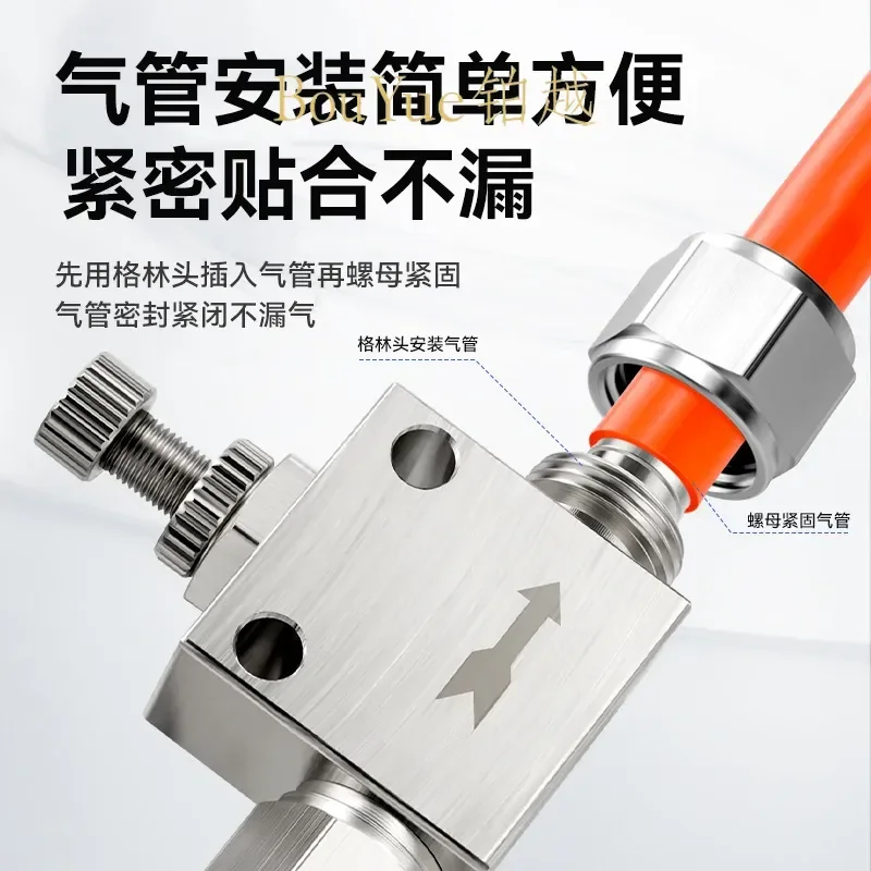 for SL6-01/8-02 Copper Pipe Quick Screw Joint Unidirectional Limit Cylinder Metal Pneumatic Quick Screw Throttle Valve