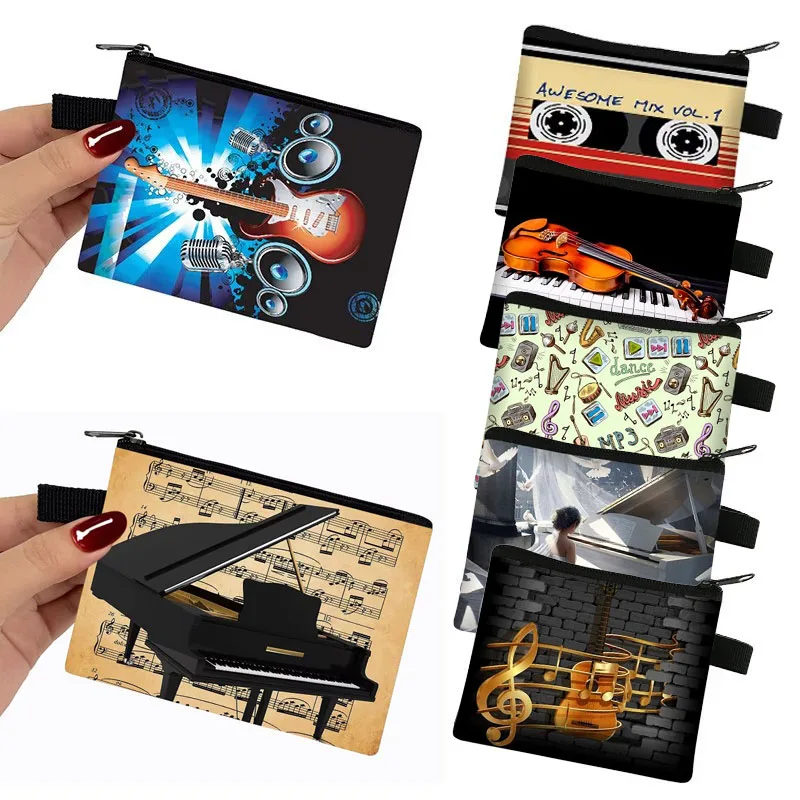 Hot Sale Music Note Coin Purse Women Piano Guitar Wallet Money Bag Girls Purses Small Clutch Credit Card Keys Holder Bags Gift