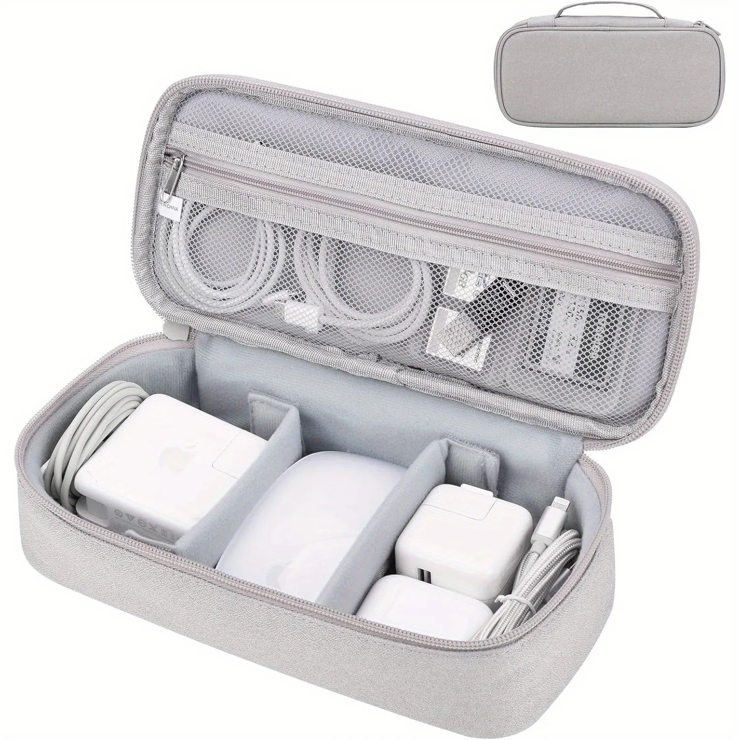 Portable Double Layer Digital Storage Bag Adjustable Dividers Travel Cable Organizer Case for Power Bank Hard Drive Charger