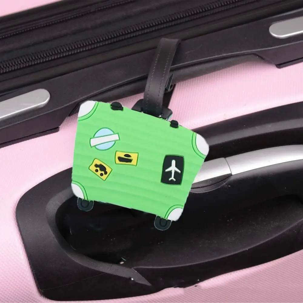 Suitcase Shape Travel Luggage Tag Handbag Label Cartoon Airplane Suitcase Tag Baggage Boarding Tag PVC Travel Accessories