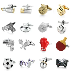 Men's French shirt cufflinks copper material dice football badminton rugby boxing gloves bullet shell gun model design Cufflink