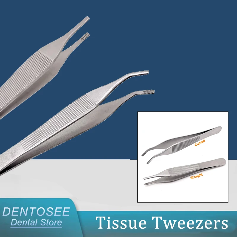 

Dental & Ophthalmic Tweezers 12CM Surgical Forceps With Teeth & Slots Stainless Steel Fat Tissue Tool