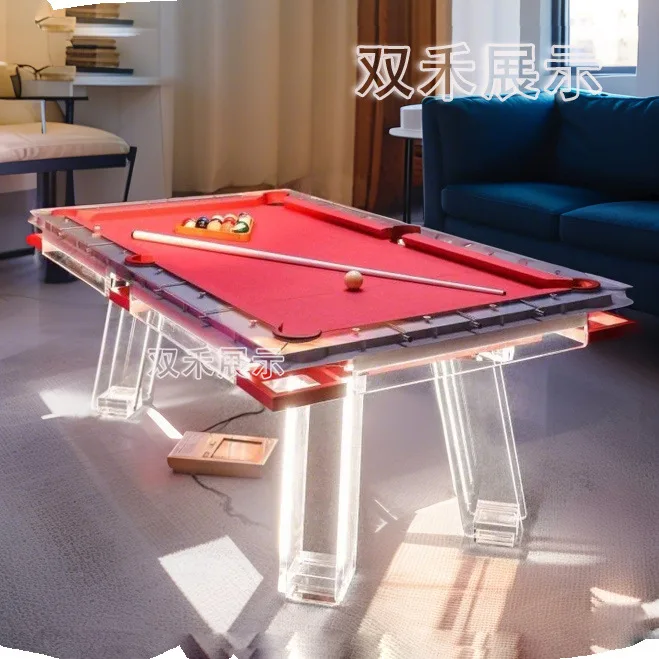 Acrylic Pink Pool Table, Transparent Designer Style, Standard Size, High-End Home Use, Suitable for Villa KTV Decor