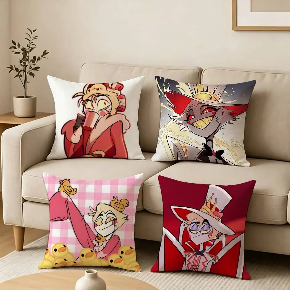 HazbinS Hotel L-Lucifer Magne Pillow Case Square Double-Sided Sofa Cushion Cover Bedroom Bedside Pillow
