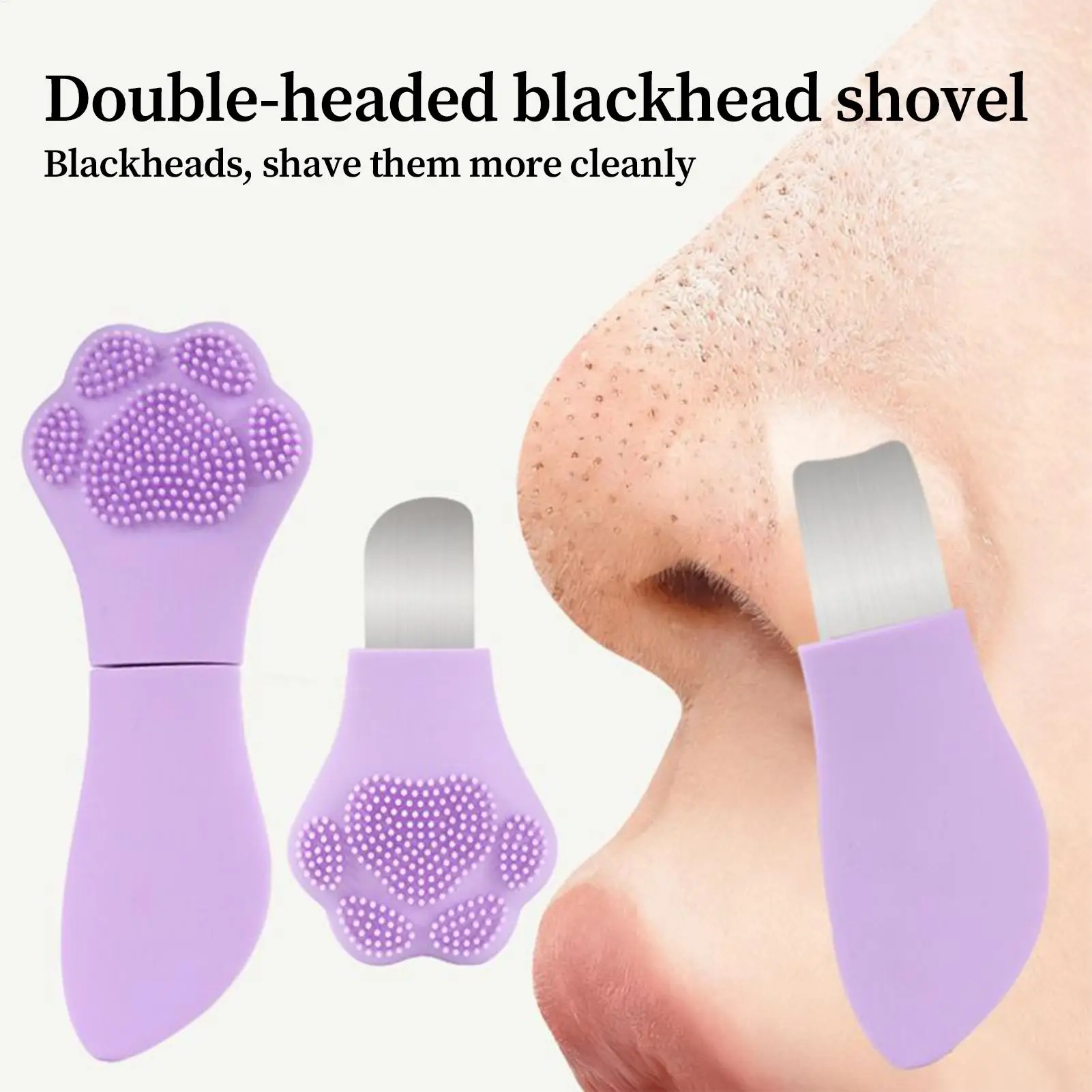 シリコン製猫の爪型ニキビ・黒ずみ除去ブラシ 洗顔ブラシ 鼻用スクレーパーツール 両端クレンジングスクラバー