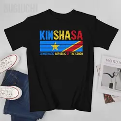 Men T-Shirt Kinshasa Democratic Republic Of The Congo Flag Tshirt Tees O-neck T Shirts Women Boys 100% Cotton Unisex