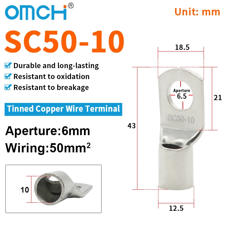 OMCH 5/10/20PCS SC Typ Terminals Draht Schweißen Kabel Stecker Anzug 1,5-50mm2 Kabel Crimp Draht Anschlüsse
