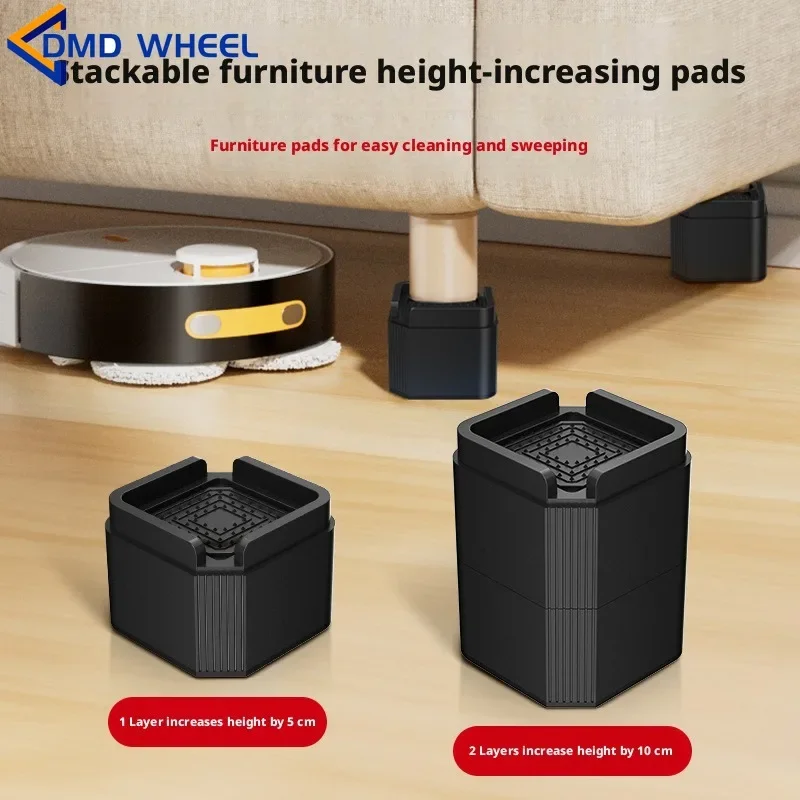 4 Pcs Stacked Furniture Heightening Floor Mat Non-slip Bed Foot Table Sofa Coffee Cabinet Base