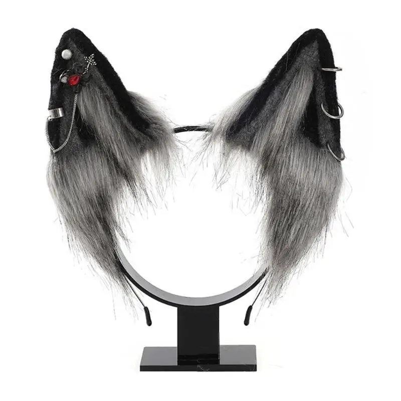 

39BD Подростковая повязка на голову с ушками волка и лисицы со сплавом, декор для сережек, карнавальная повязка для волос