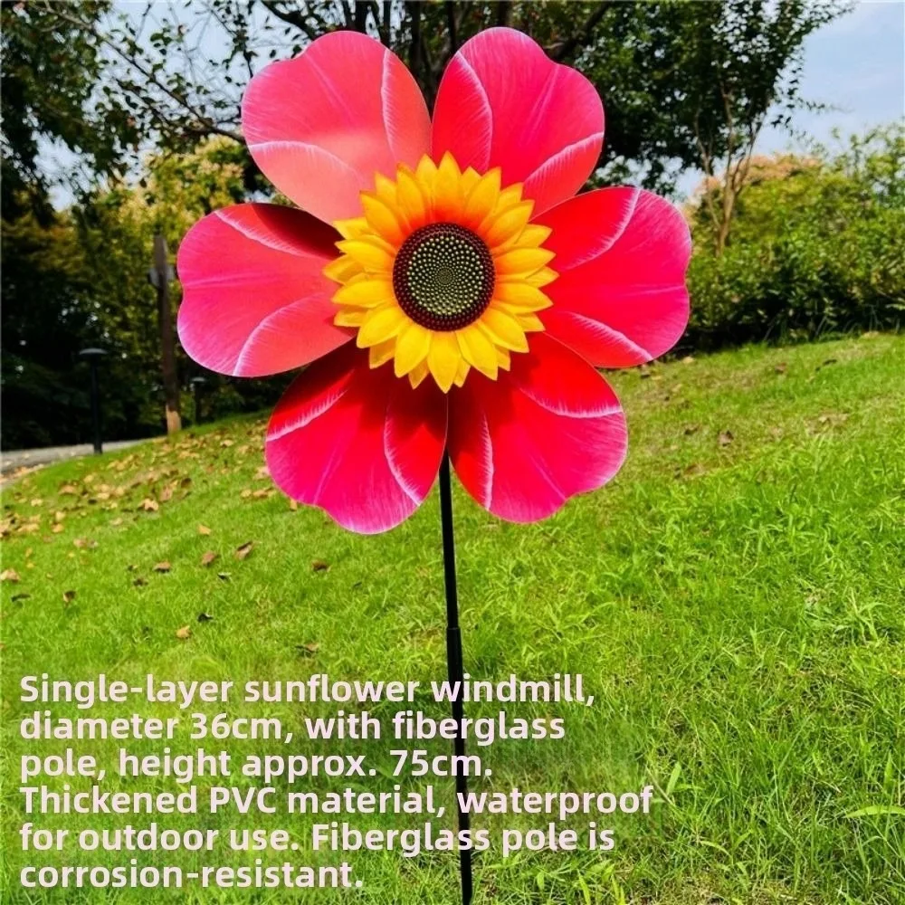 Multistyles Sunflower Windmill Liucai Wave Point Diameter 36cm Stake Standing Lawn Flower Pinwheel PVC Rotating Sunflower