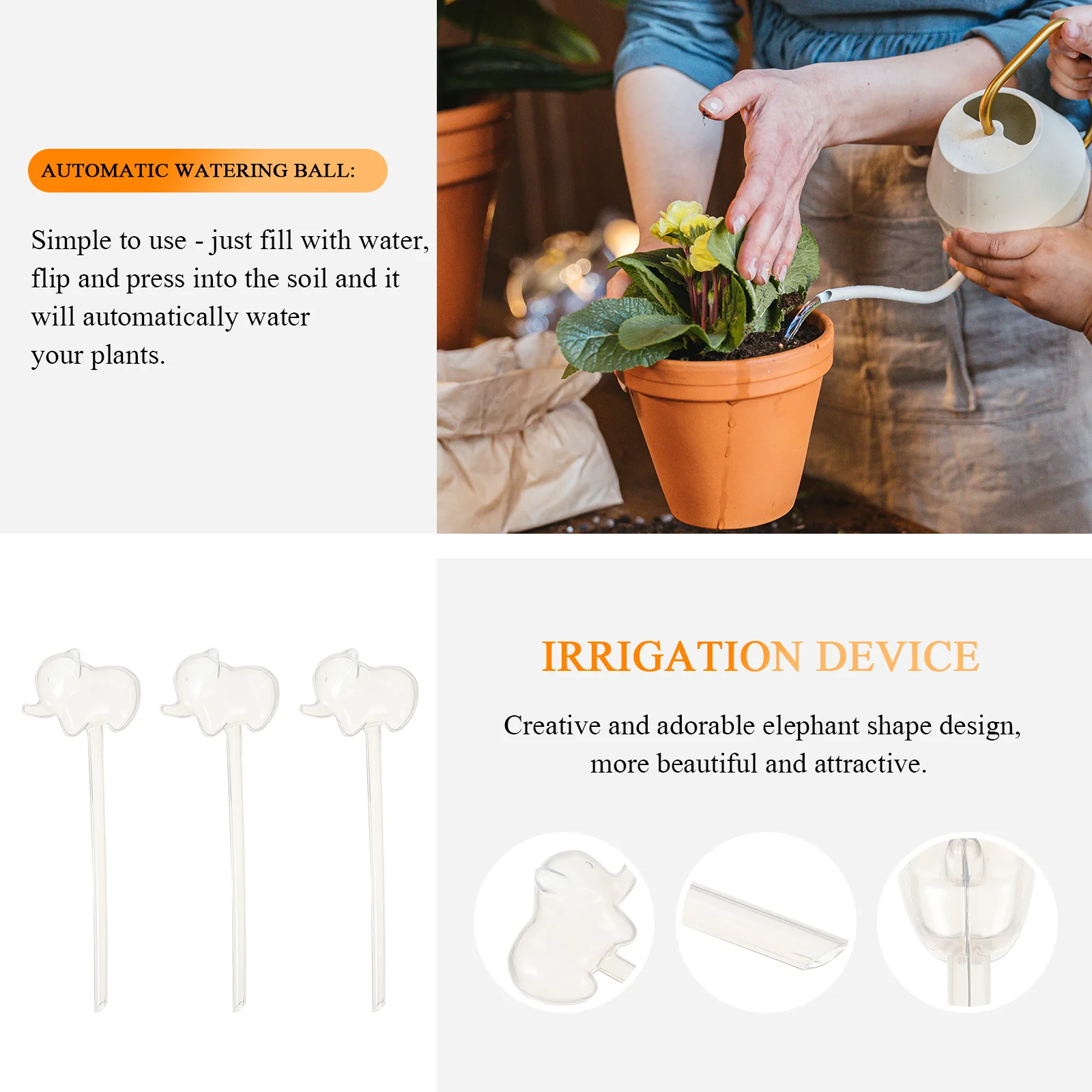 

3Pcs Elephant Shape Plant Watering Bulbs Plastic Automatic Self Watering Globes for Garden Patio and Houseplants