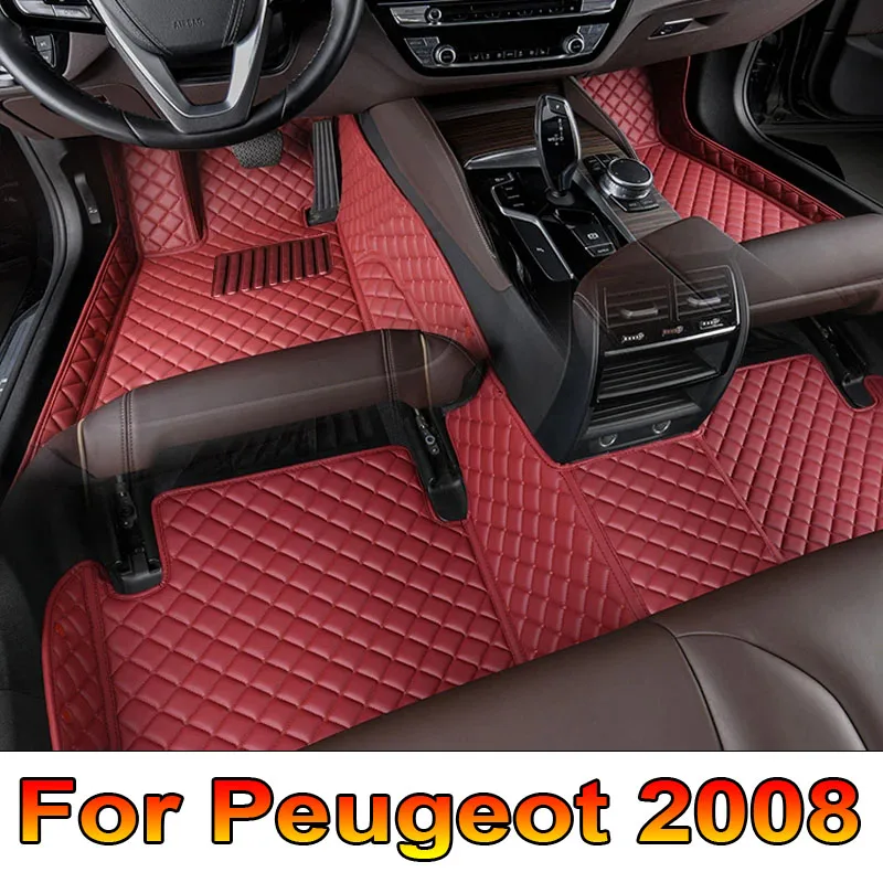 Car Floor Mats For Peugeot 2008 E2008 2020 2021 2022 2023 Carpets Foot Pads Accessories Interior Parts Waterproof Rug Automobile