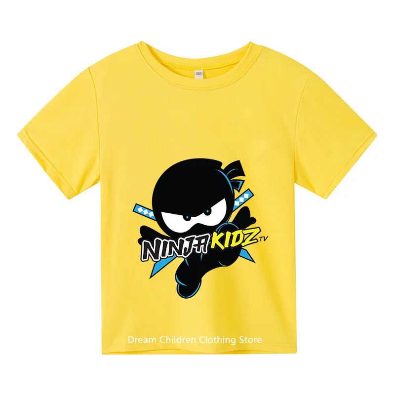 Meninos e meninas Ninja manga curta t-shirt, Kids Casual Sports Clothes, Cotton Birthday Clothes, Fashion