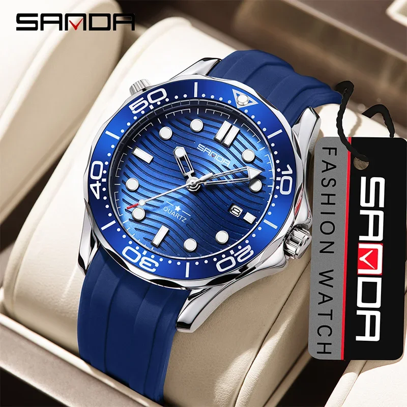 SANDA Fashion Business Men's Quartz Watch Simple Multi functional Waterproof Night Light Single Calendar Personalized Male Cloc