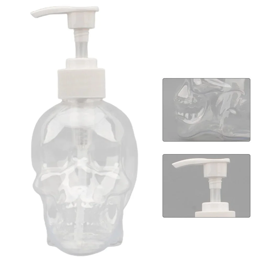 350ml Creative Skull Shape Liquid Soap Fillable Bottle Soap Dispenser Hand Soap Shower Gel Shampoo Transparent Empty Bottle