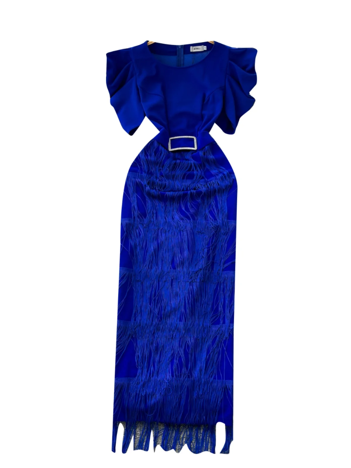 Ele High-End da donna Dr Faionable pieghettato Bubble Sve abito lungo sottile con nappe che impiegano la vita gonna a trapezio coreana