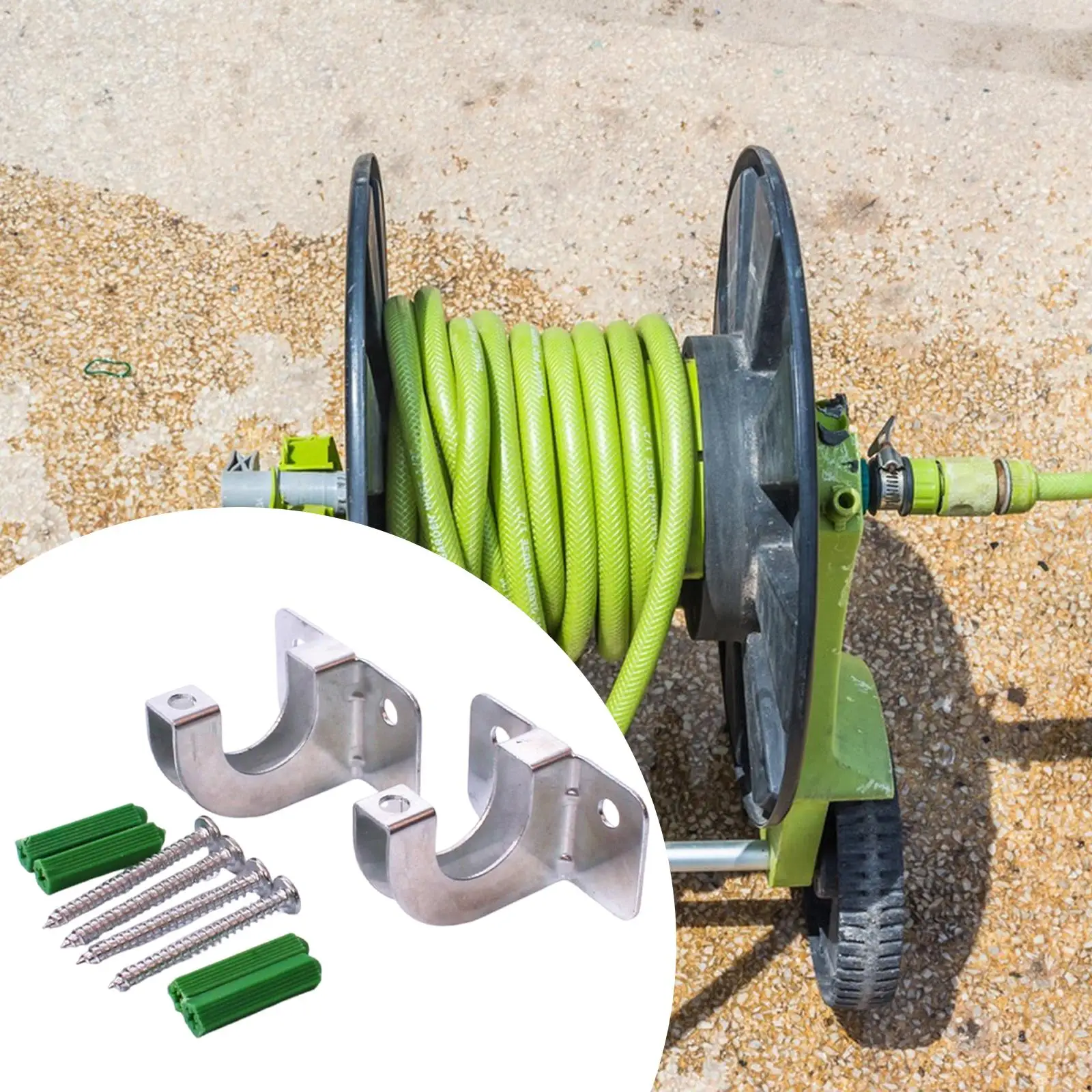 2x Garden Hose Reel Wall Hangers Multipurpose Wall Mount Garden Reel Holder for Water Garage Courtyard Extension Coards Outside