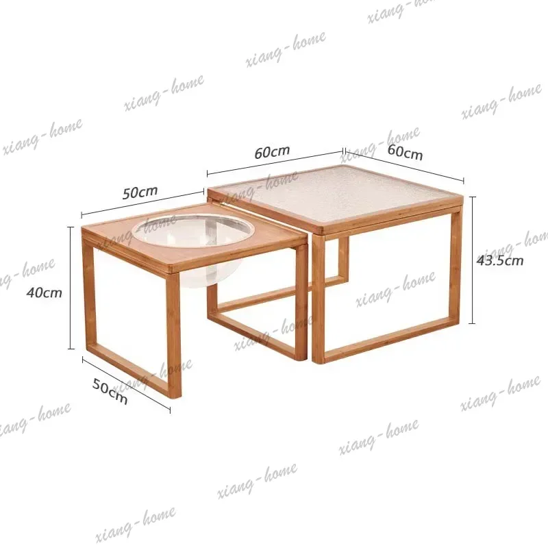 YJ American Vintage Coffee Table Square Sets Multifunctional Simple Coffee Table Rustic Premium Table Basse Pour Salon Furniture