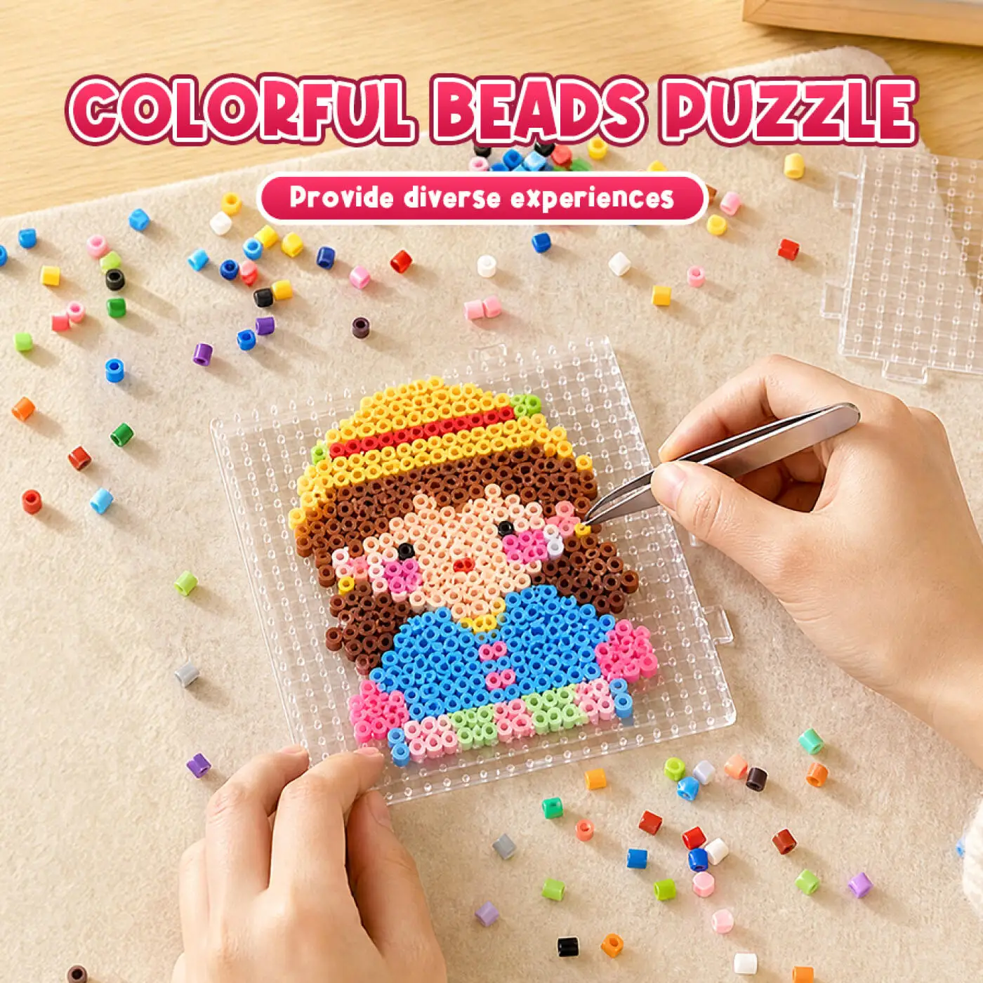 2.6MM 10000+ Pcs Pixel Puzzle Iron-On Beads Expansion Pack Relieve Stress DIY High-Quality Handmade Gift Toy Fuse Bea for Adult