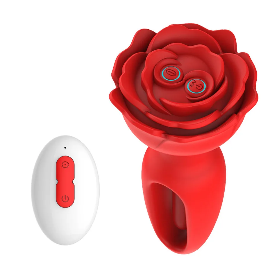 Rose Shaped Anal Plug Vibrator Wireless Remote Control Silicone G Spot Stimulator Rechargeable Anal Sex Toys For Men And Women