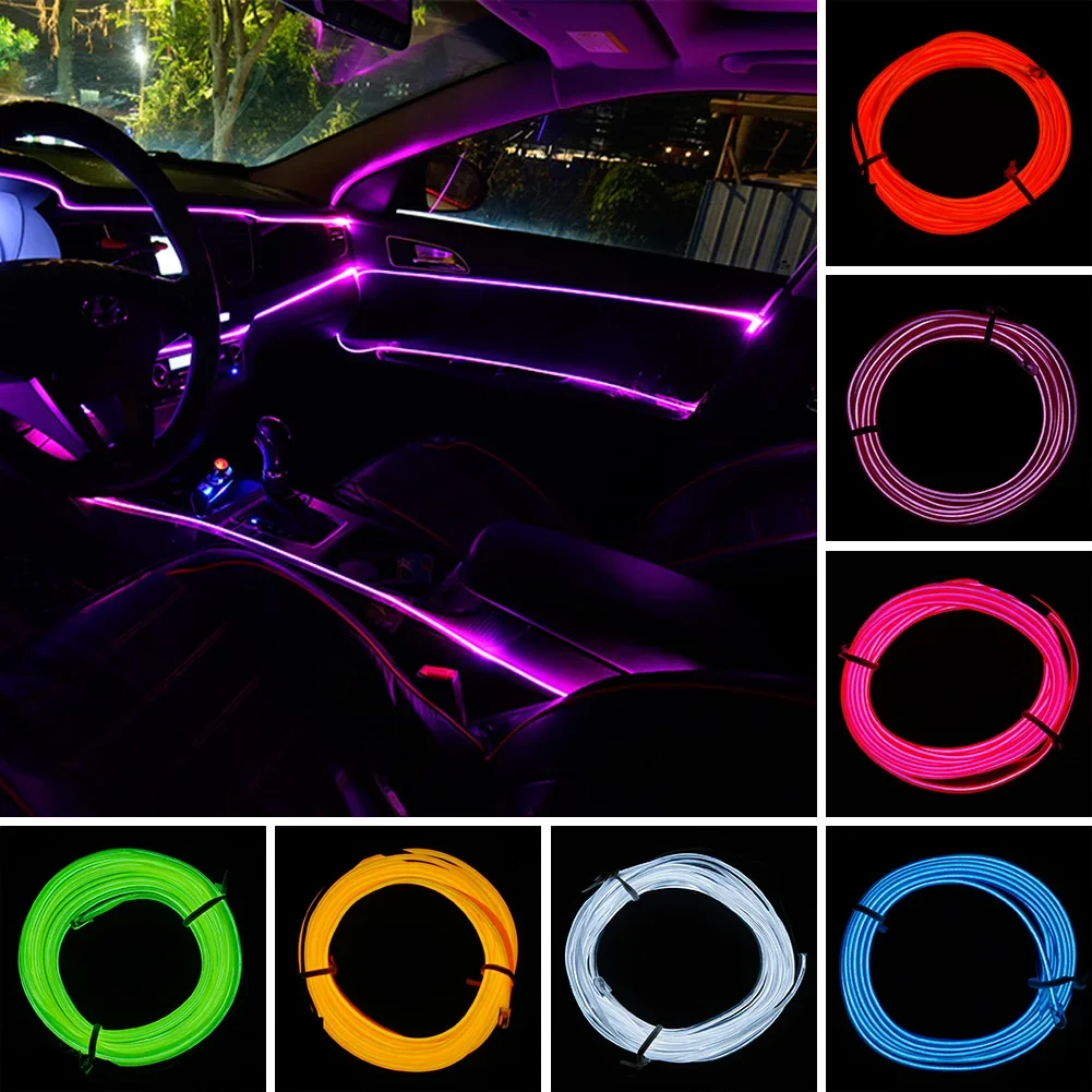 1m 12V LED Auto Licht Lampe Auto Innen dekorative Atmosphäre Drahtst reifen – Detail 14