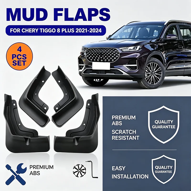 For Chery Tiggo 8 PLUS 2021-2024 4PCS Mud Flaps Splash Guards Front Rear Wheel Fender Mudguards Car Exterior Protection Parts