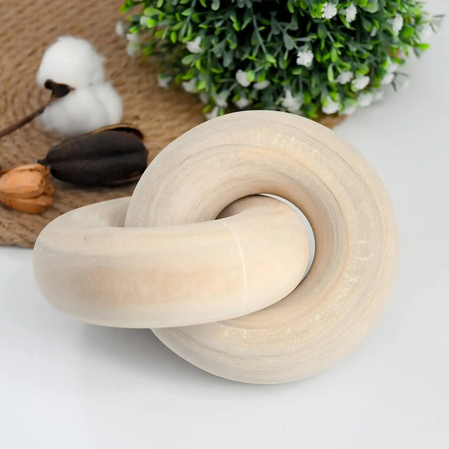 Wholesale Hand Carved Wood Knot Link Table Decor Wood Chain Link Decor for Living Room customizable