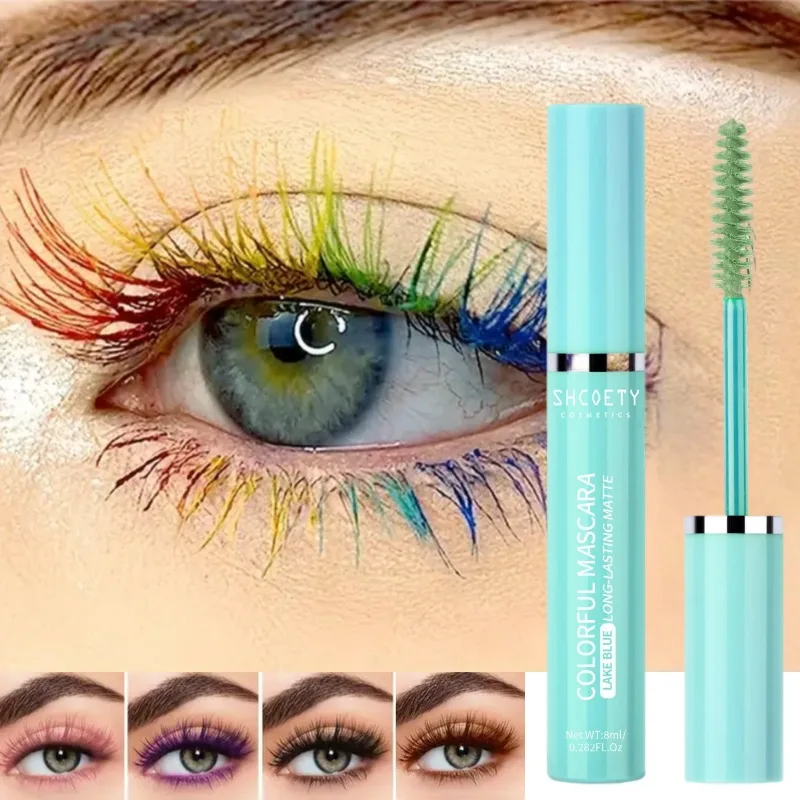 มาสคาร่าสี 6 สี กันน้ำและไม่เลอะเทอะ ผมหยิกบางและหนา แต่งหน้าร้อนบนเวทีคริสต์มาส เครื่องสำอางสำหรับดวงตา