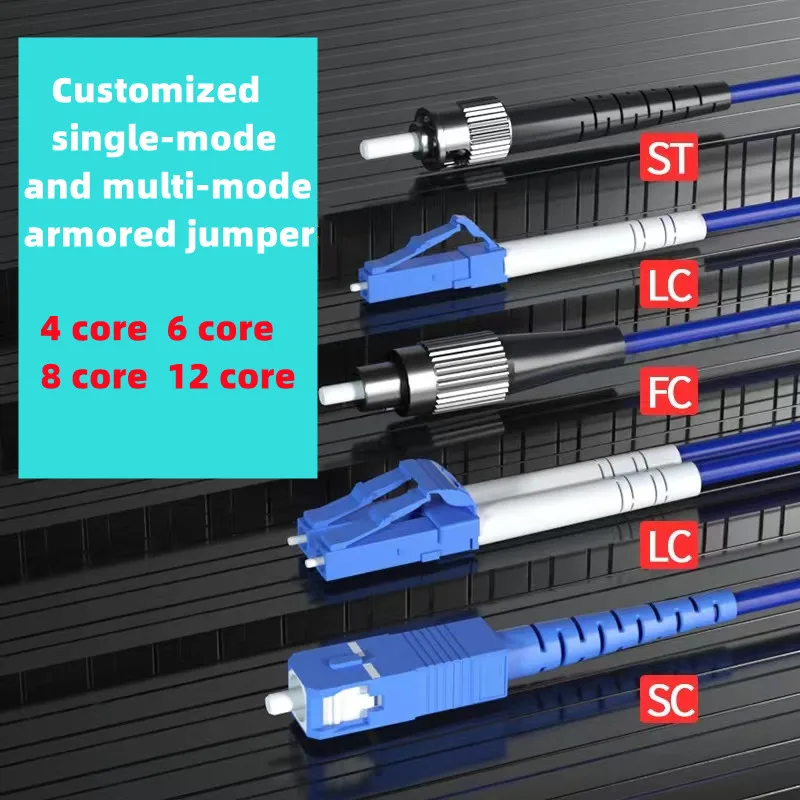 Imagem -02 - Único Modo Jumper Blindado Cabo de Extensão Fibra Único Núcleo Duplo Núcleo lc st fc sc Personalizar