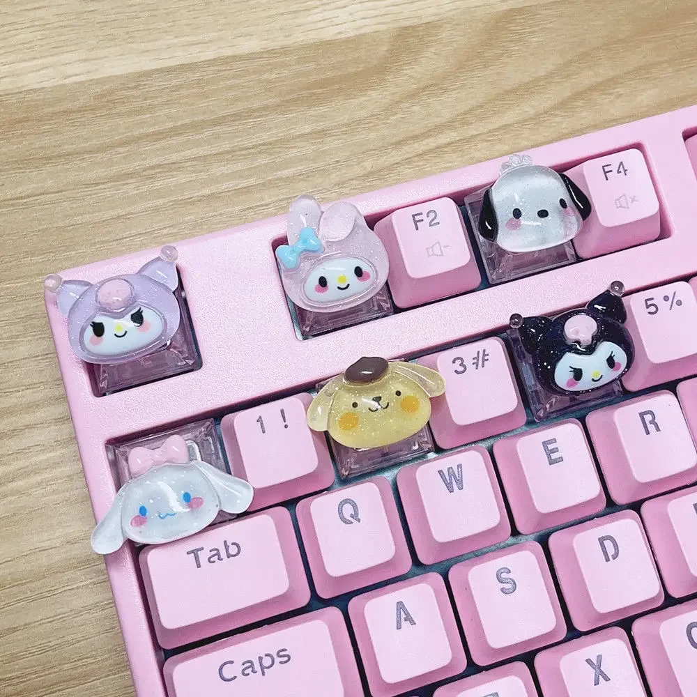 

Sanrio Anime Cinnamon Roll DIY Keycap Cute Cartoon Melody Coolomey Translucent Cross Mechanical Keyboard ESC Base Keycap Gift