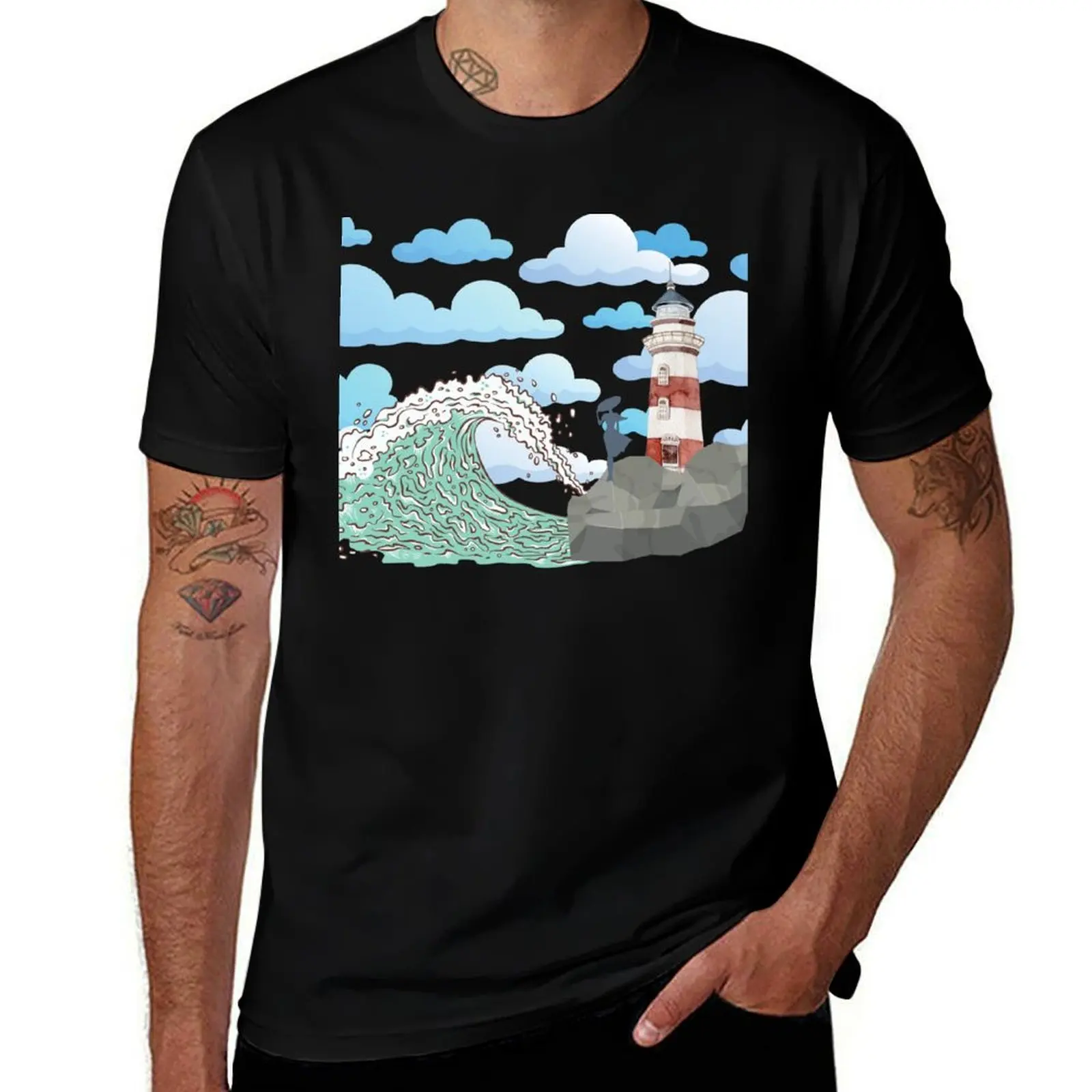 

woman in front of storm waves T-Shirt t shirts for man slim fit man tshirt T-Shirt