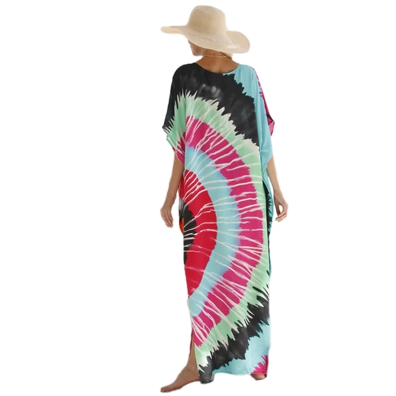 Robe plage avec fente latérale pour femmes, manches courtes, maillot bain