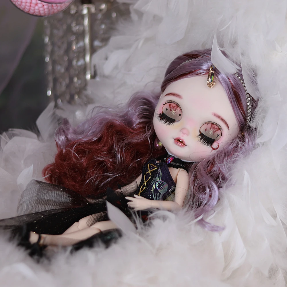 ICY DBS Blyth Doll Forest Fairy Elf Purple Highlights Curly Hair Hand-Painted Makeup 30cm Doll Girl Festival Gift Birthday Gift