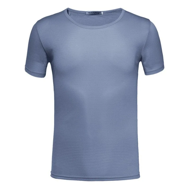 Ice Silk Cooling Running Short Sleeve Ultra Thin Breathable Light Top High Temperature Summer Jogging Fitness Training Wear
