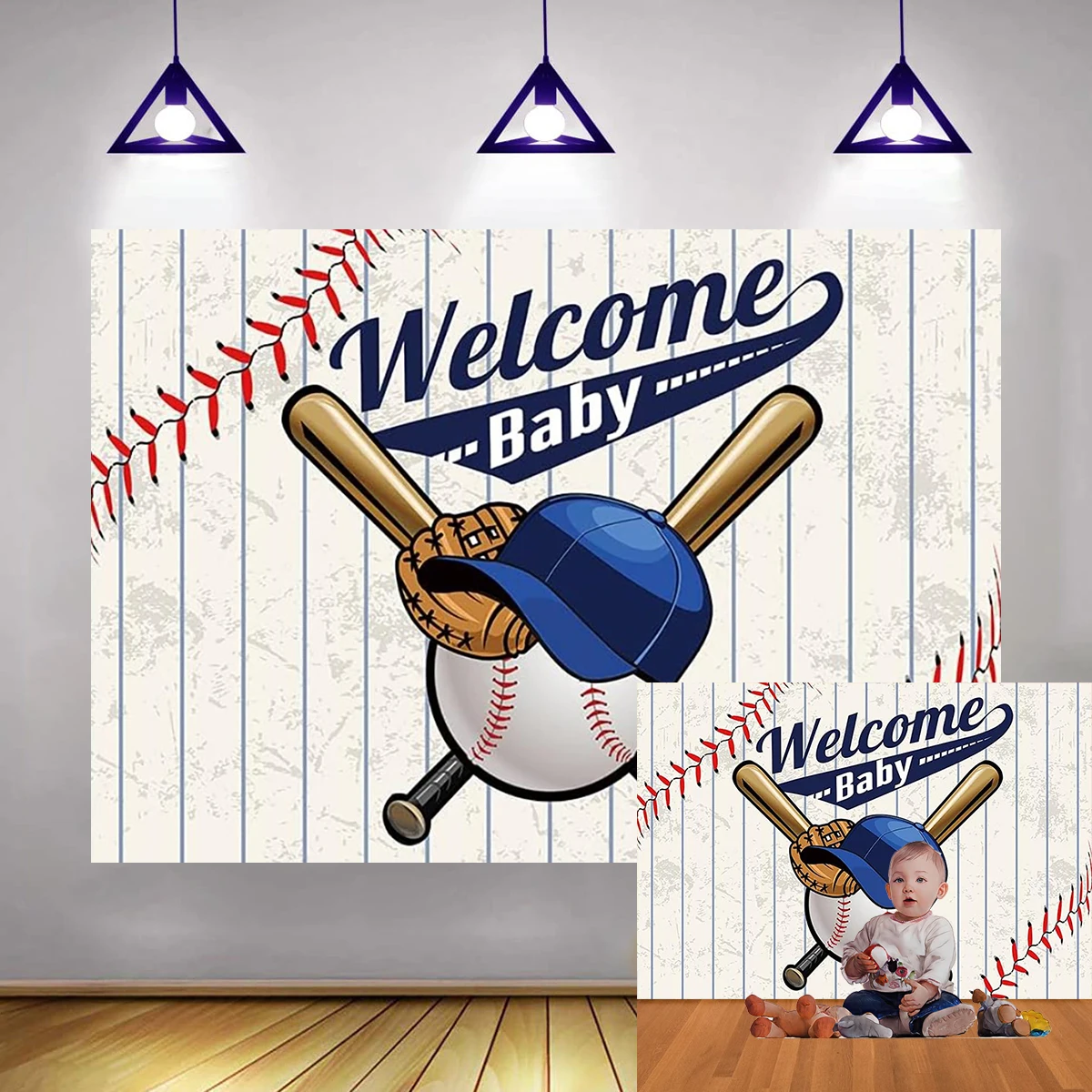 Baseball Theme Happy Birthday Party Decorations Cake Table Backdrop Sprots Cap Photography Background Catching For Boys Supplies