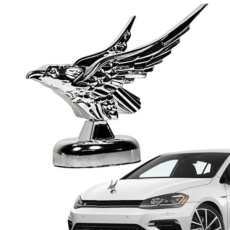 Hood Ornament Car Bonnet Front Hood Eagle Sculpture Emblem Angel Eagle Cover Chrome 3D Decoration Badge For Trucks Auto Styling