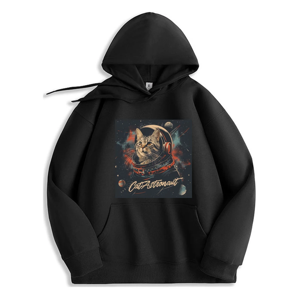 

Astronaut Cat Graphic Hoodie Luxury Unisex Casual Style Comfortable​​ Polyester Fiber Long Sleeve Tops​​
