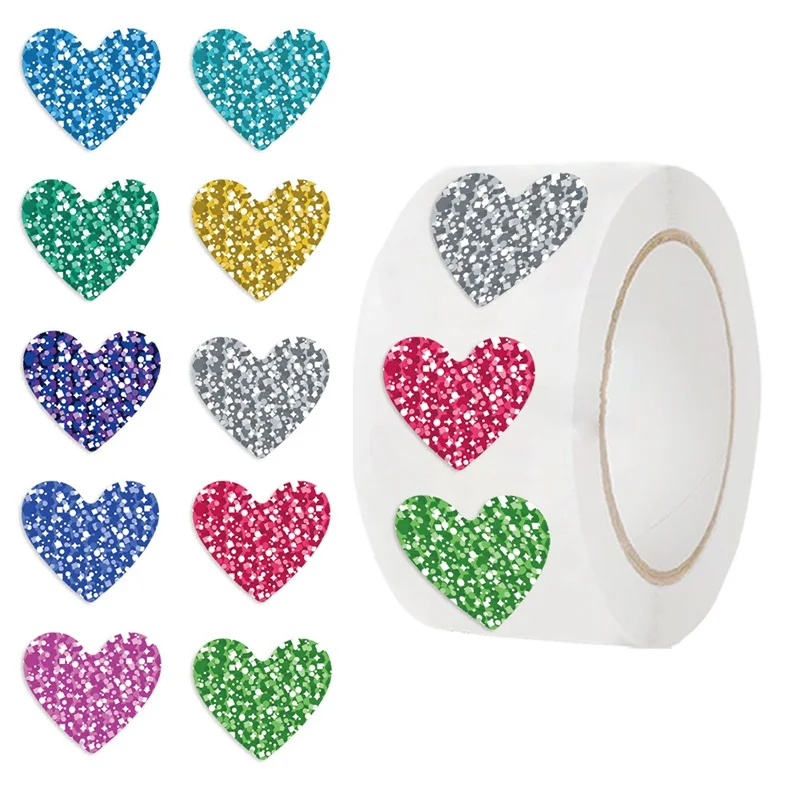 

500PCS Cute Colored Love Sticker Aesthetic Paper Labels Sealing Stationery DIY Hand Accounting Decoration Scrapbooking Supplies