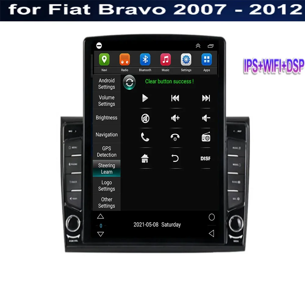 8G+128G Android 13 Carplay For Fiat Bravo 2007-2012 Tesla Style Car Radio Stereo 2 Din Carplay Multimedia Player GPS Navigation