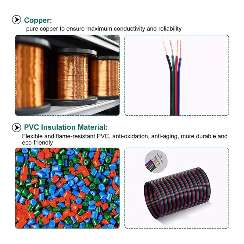 [NEWA64Z!】 1Set 4Pin RGB Wire With LED Strip Connector 22 Gauge 4 Colors RGB Plastic For RGB LED Strips 3528 5050