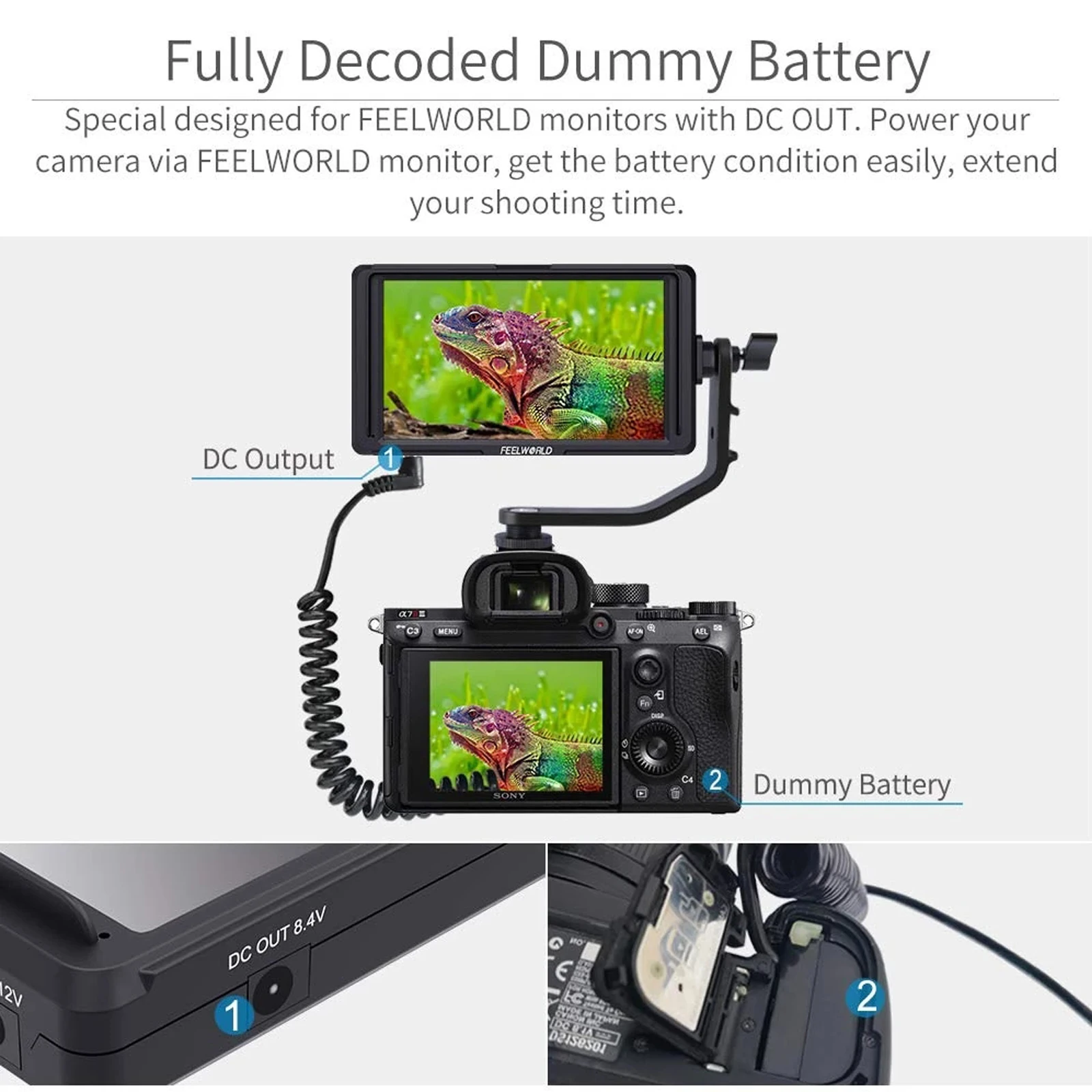 NP-FZ100 NPFZ100 Dummy battery Fully decoded DC Coupler for Sony Alpha A7III A7RIII A7R4 A7MIII A7M4 A9 A9S A6600 FX3 Camera