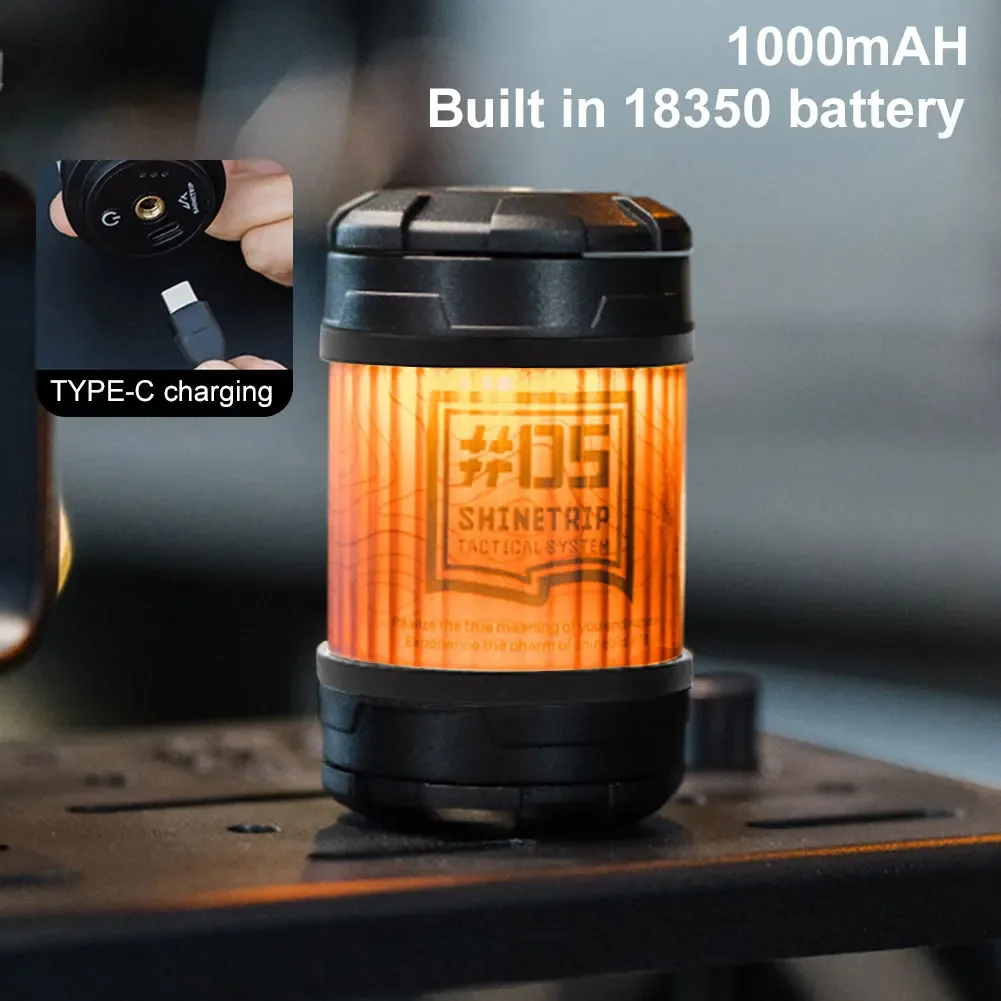 

Outdoor Rechargeable Camping Light, 1000mAh Rotating Camping Flashlight, Magnetic Atmosphere Flashlight for Outdoor Camping and