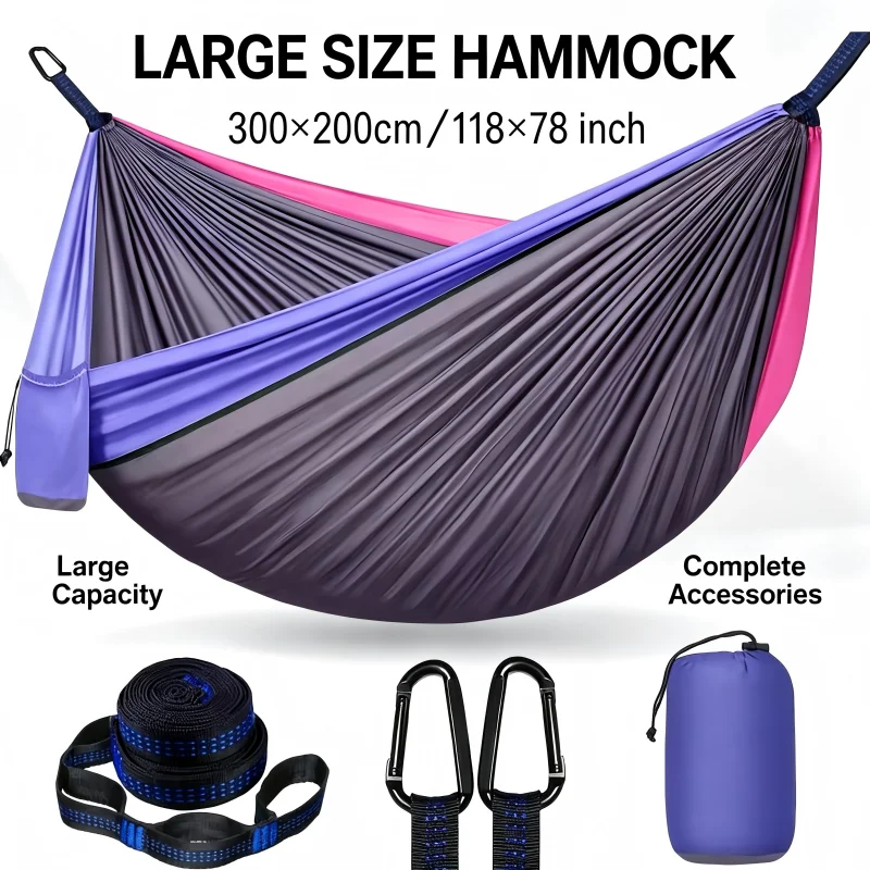 Outdoor Camping Hammock, Portable Hammock Swing Chair with Tree Straps & Carabiners, for Hiking, Backpacking, Backyard Patio