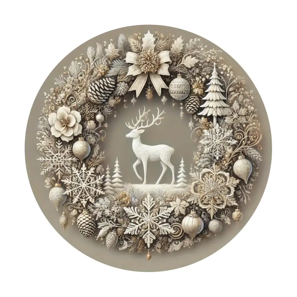 1pc retro christmas reindeer wooden round listing (with rope can be directly hung)-ideal choice for home, office and holiday