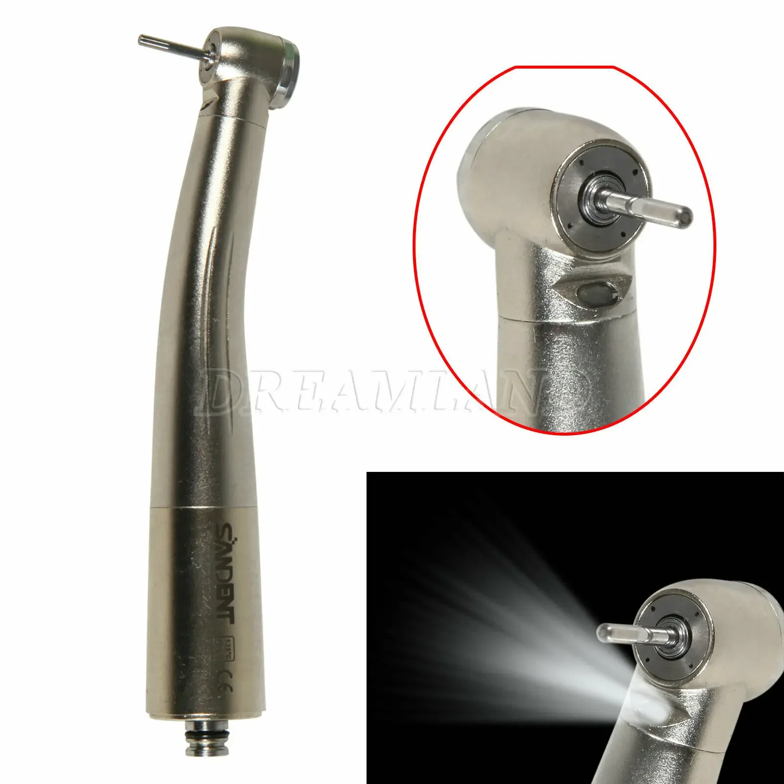 Dental Fiber Optic High Speed Handpiece LED Four Water Spray Ceramic Turbine Fit NSK 6Hole Pin Quick Coupler