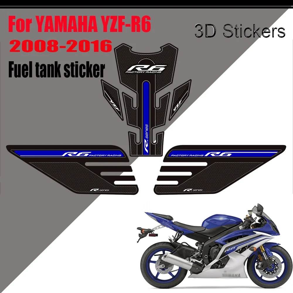 2008 - 2012 2013 2014 2015 2016 For YAMAHA YZF-R6 YZF R6 YZFR6 Stickers Decals Protector Tank Pad Grips Gas Fuel Oil Kit Knee