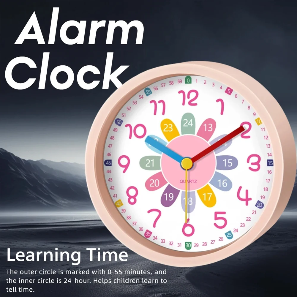 

Early Education Alarm Clock Cartoon Silent Bedside Table Wake-up Tool Learning Time Portable Clock For Bedroom Office Decoration