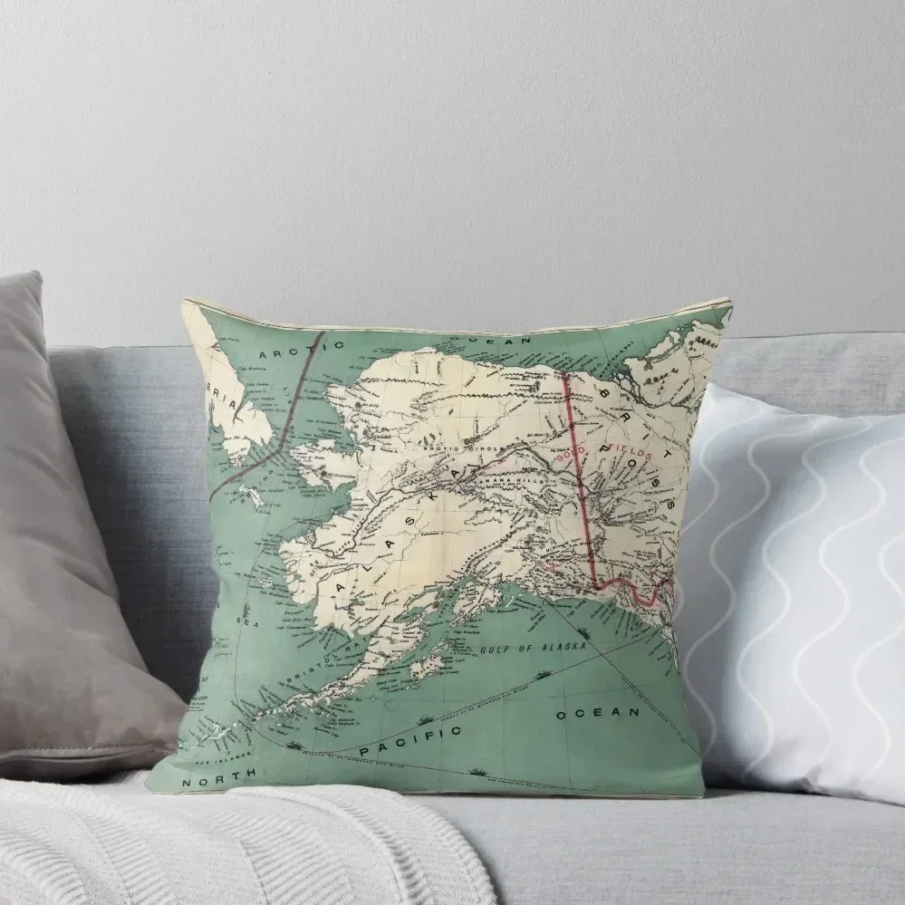 

ALASKA GOLD RUSH SURVIVAL MAP/GUIDE 1897 Throw Pillow Pillow Covers Decorative Decorative Sofa Cushion pillow