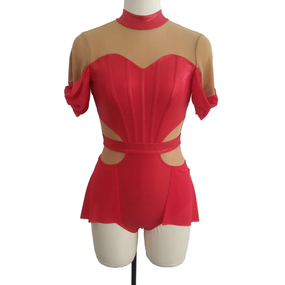 Traje de práctica de danza moderna para niños y niñas, venta al por mayor, malla de nailon/Lycra, traje de práctica, ropa de actuación de danza personalizada